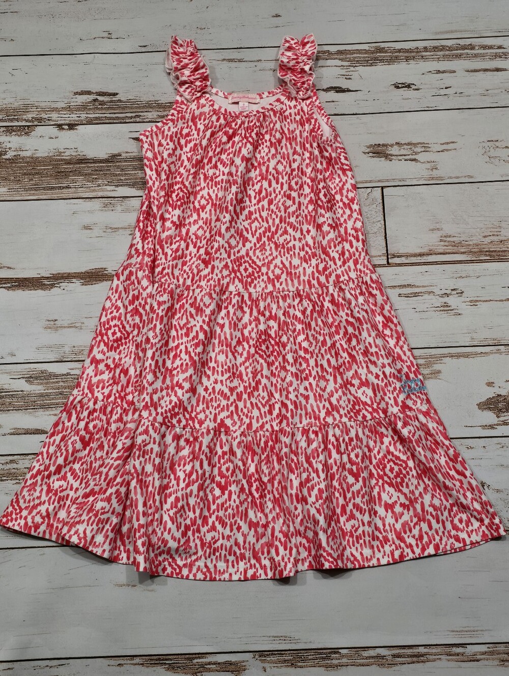 Tommy Bahama Dress Sleeveless White Red Ruffle Girls 6
